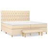 vidaXL Boxspringbett mit Matratze Creme 200x200 cm Stoff