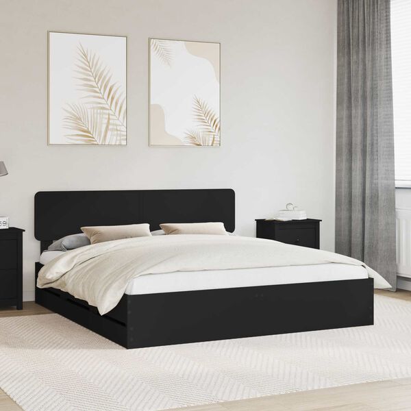 vidaXL Bettrahmen mit Schubladen Schwarz 200 x 200 cm Ingenieurs Holz