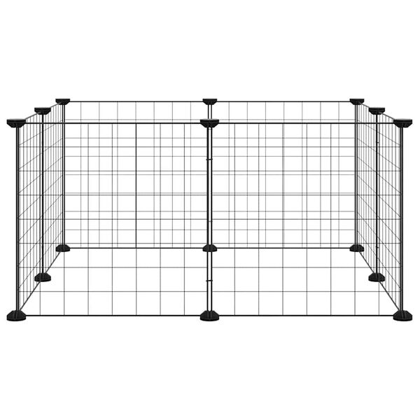 vidaXL 8-Panel-Haustierk&auml;fig Schwarz 35x35 cm Stahl