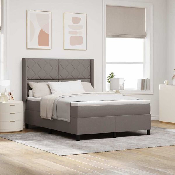 vidaXL LED Boxspringbett mit Matratze Taupe 160 x 200 cm Stoff