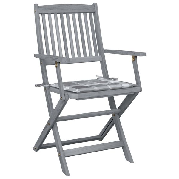 vidaXL Klappbare Gartenst&uuml;hle 2 Stk. mit Kissen Massivholz Akazie