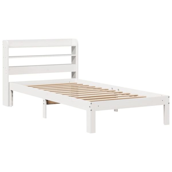 vidaXL Bettgestell mit Kopfteil ohne Matratze Wei&szlig; 90x200 cm