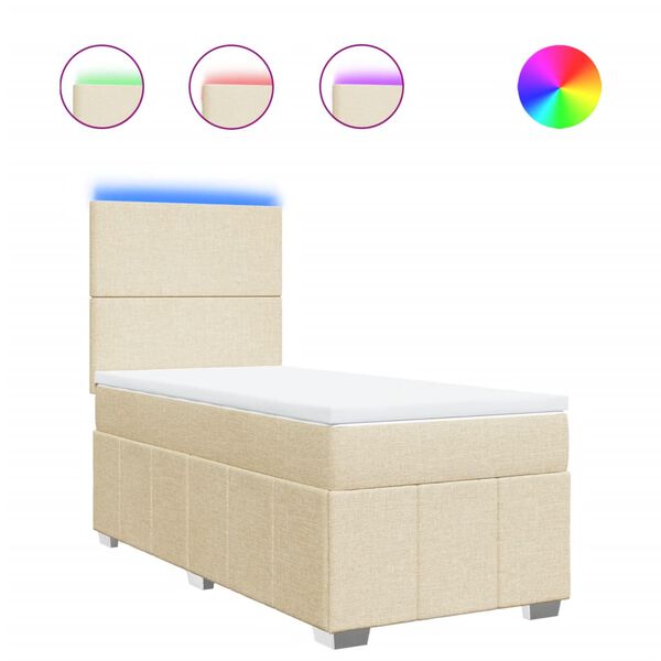 vidaXL Boxspringbett mit Matratze Creme 90x200 cm Stoff