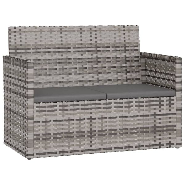vidaXL 4-tlg. Garten-Lounge-Set mit Kissen Poly Rattan Grau