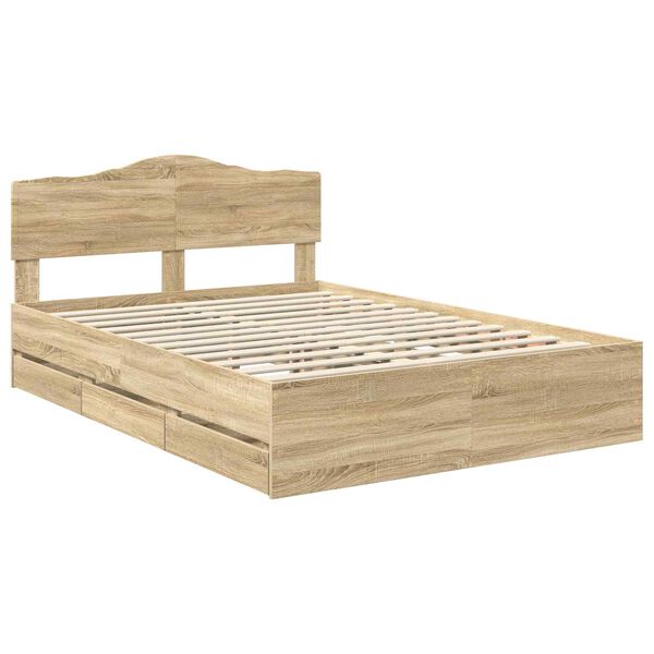 vidaXL Bettrahmen Sonoma-Eiche 140 x 200 cm Ingenieurs Holz