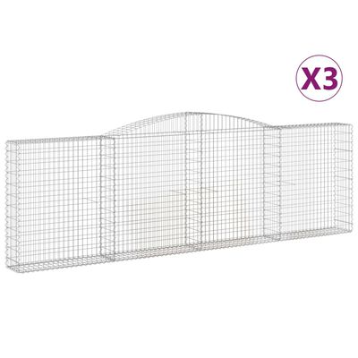 vidaXL Gabionen mit Hochbogen 3 Stk. 400x30x120/140cm Verzinktes Eisen