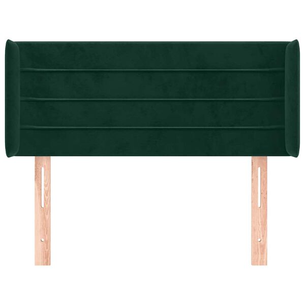 vidaXL Kopfteil mit Ohren Dunkelgr&uuml;n 93x16x78/88 cm Samt