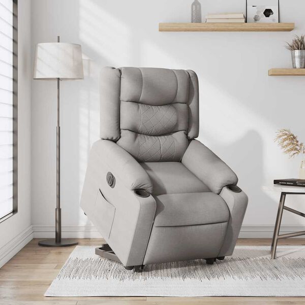 vidaXL Relaxsessel mit Aufstehhilfe Elektrisch Wolkengrau Stoff