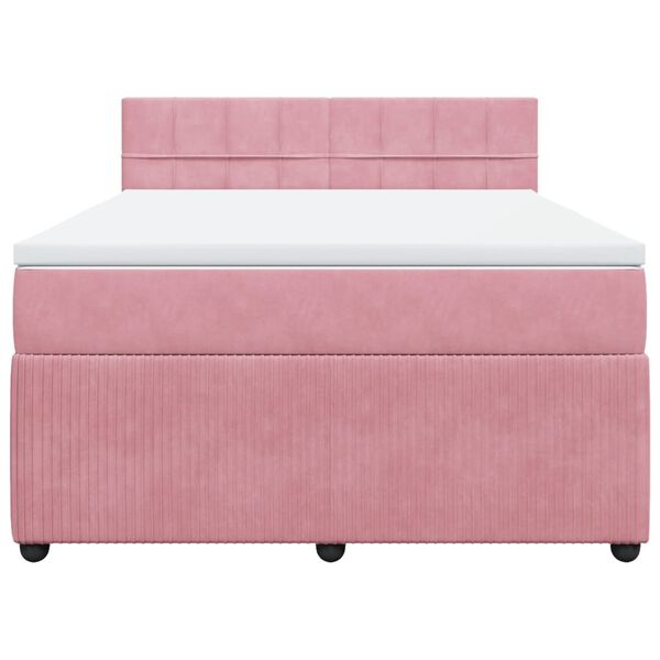 vidaXL Boxspringbett mit Matratze Rosa 140x200 cm Samt