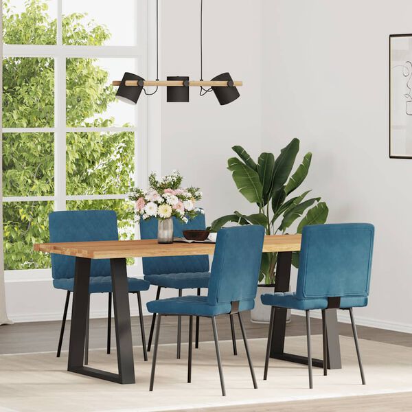 vidaXL Esszimmerst&uuml;hle 4 Stk. Blau Samt