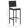vidaXL 3-tlg. Gartenbar-Set mit Kissen Poly Rattan Schwarz