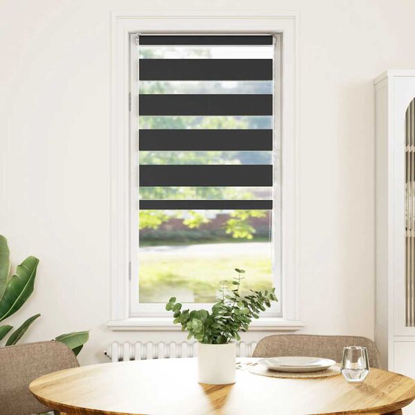 vidaXL Doppelrollo Schwarz 60x100 cm Stoffbreite 55,9 cm Polyester