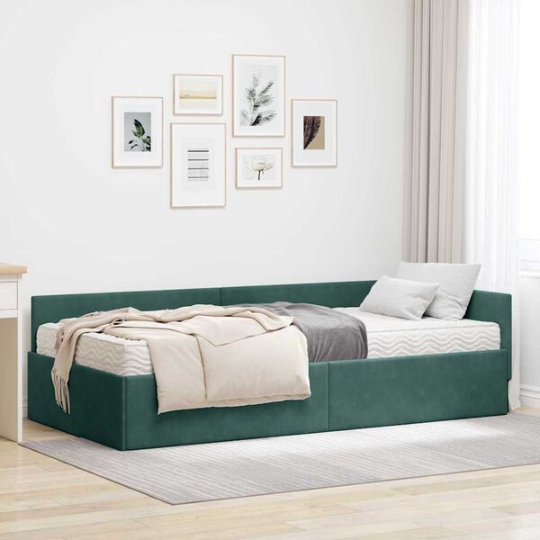 vidaXL Eckbettgestell mit Matratze Sonstiges 2 pcs Gr&uuml;n Samt