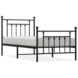 vidaXL Bettgestell mit Kopf- und Fu&szlig;teil Metall Schwarz 90x200 cm