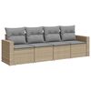 vidaXL 4-tlg. Garten-Sofagarnitur mit Kissen Beige Poly Rattan