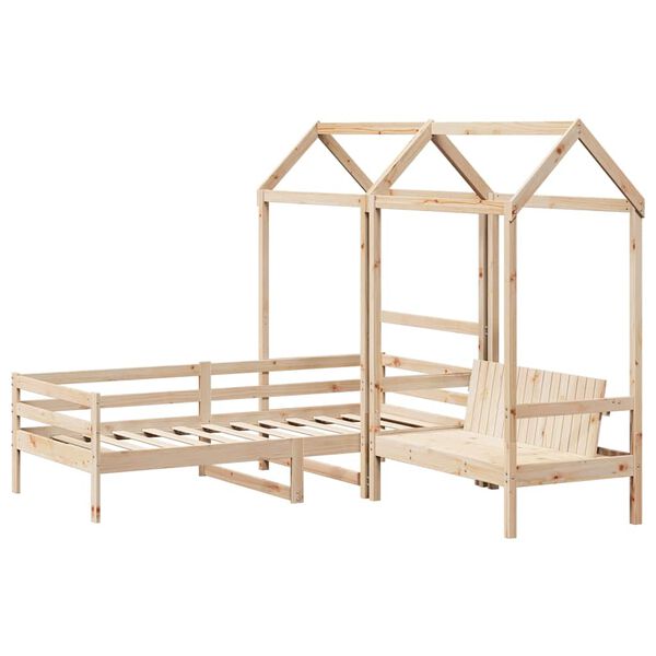 vidaXL Tagesbett und Bank mit Dach 80x200 cm Kiefernholz