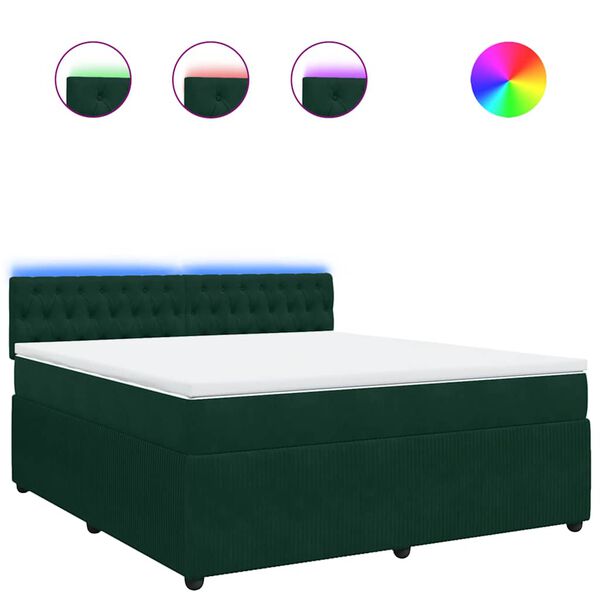 vidaXL Boxspringbett mit Matratze Dunkelgr&uuml;n 180x200 cm Samt