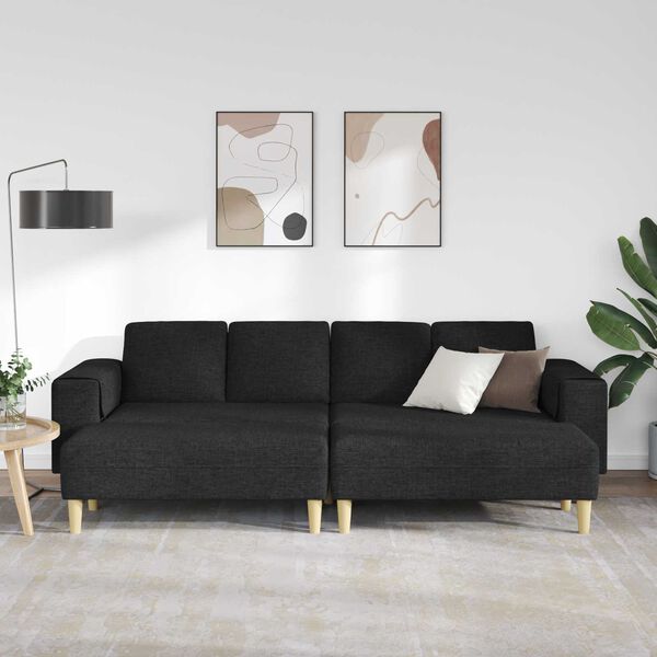 vidaXL Wohnzimmer Couch 3 pcs Schwarz Polyester