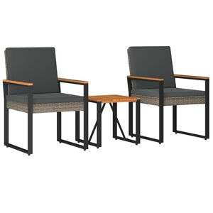 vidaXL Gartenm&ouml;bel Set 3 stk. Grau und Dunkelgrau Poly-Rattan
