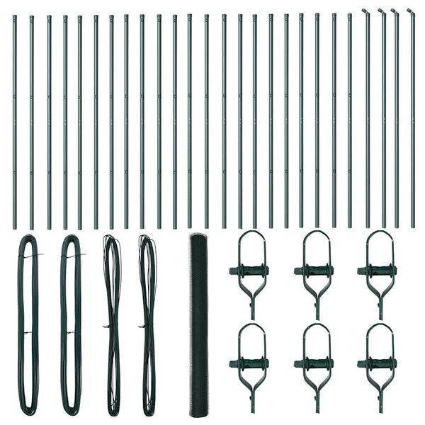 vidaXL Zaunpfosten Gr&uuml;n 50 x 1,6 m (25 mm Maschenweite) Stahl und PVC