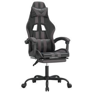 vidaXL Gaming-Stuhl mit Fu&szlig;st&uuml;tze Drehbar Schwarz & Grau Kunstleder