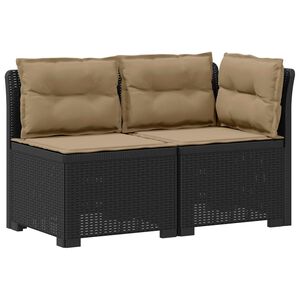 vidaXL 2-Sitzer Garten-Sofa mit Kissen Rattan-Look 2-Sitzer PP