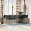 vidaXL 5-tlg. Garten-Sofagarnitur mit Kissen Hellgrau Poly Rattan