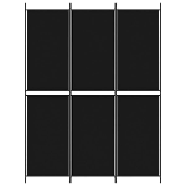vidaXL 3-tlg. Paravent Schwarz 150x200 cm Stoff
