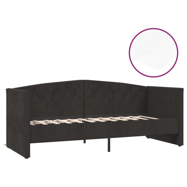 vidaXL Tagesbett mit Matratze USB Schwarz Samt 90x200 cm
