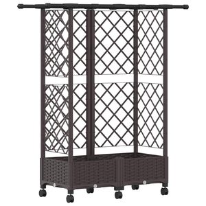 vidaXL Hochbeet mit Rankgitter und Dach Braun 124 x 40 x 127 cm PP