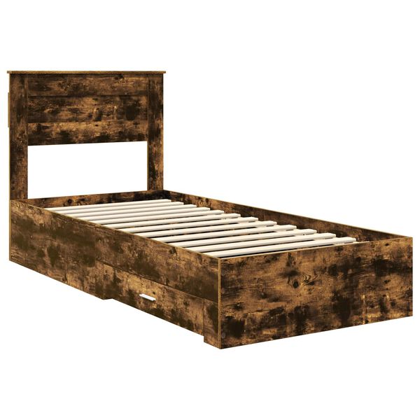 vidaXL Bettrahmen Rauchige Eiche und Silber 75 x 190 cm Holzwerkstoff