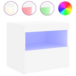 vidaXL Nachttisch mit LED-Leuchten Wei&szlig; 50x40x45 cm