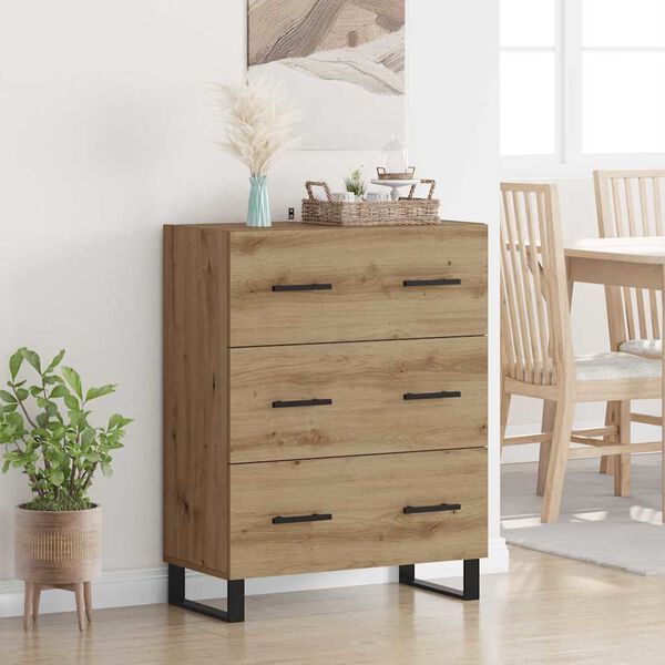 vidaXL Sideboard Artisan-Eiche 69,5 x 34 x 90 cm Verbundholz und Eisen
