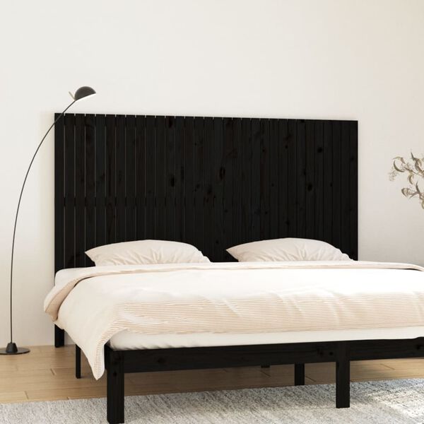 vidaXL Wand-Kopfteil Schwarz 204x3x110 cm Massivholz Kiefer