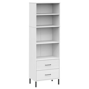 vidaXL B&uuml;cherregal OSLO mit 2 Schubladen Wei&szlig; 60x35x180 cm Massivholz