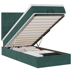 vidaXL Ottoman-Bett mit Matratzen Dunkelgr&uuml;n 80x200 cm Samt