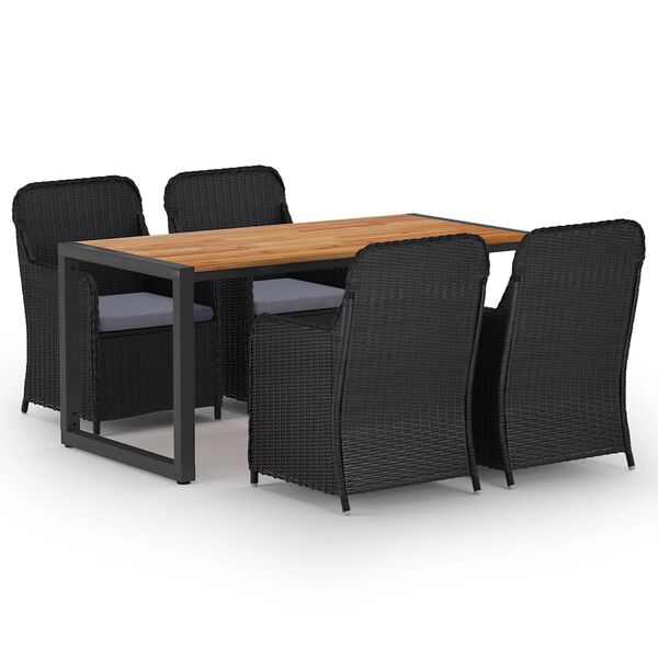 vidaXL 5-tlg. Garten-Essgruppe Schwarz