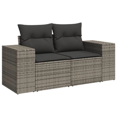 vidaXL 12-tlg. Garten-Sofagarnitur mit Kissen Grau Poly Rattan