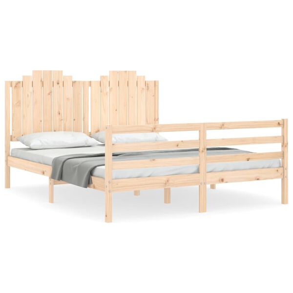 vidaXL Massivholzbett mit Kopfteil 160x200 cm