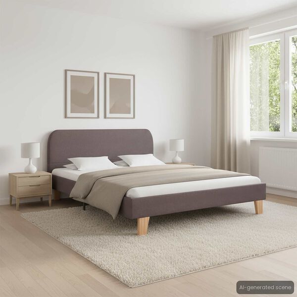 vidaXL Bettgestell ohne Matratze Taupe Stoff 90x200 cm