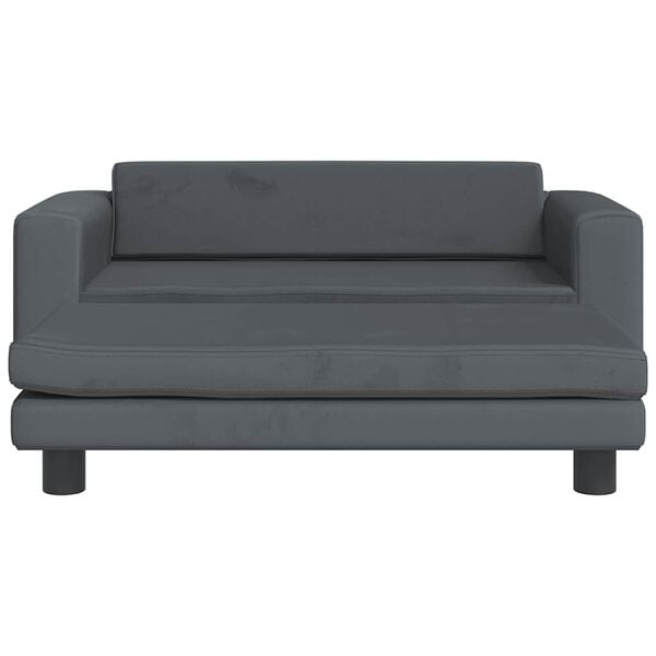 vidaXL Kindersofa mit Hocker Dunkelgrau 100x50x30 cm Samt