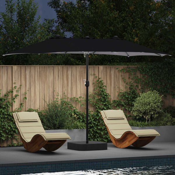vidaXL Garten-Sonnenschirm Schwarz 385 x 209 x 244 cm Polyester