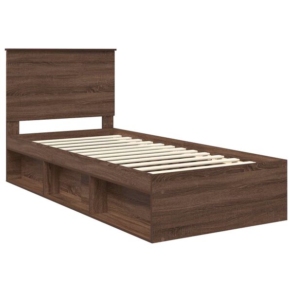 vidaXL Bettrahmen Braun Eichen-Optik 90 x 190 cm Massives Kiefernholz