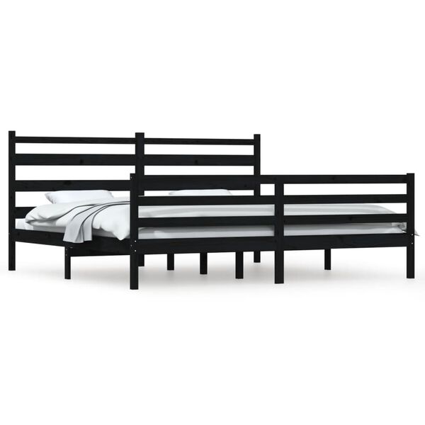 vidaXL Massivholzbett Kiefer 200x200 cm Schwarz