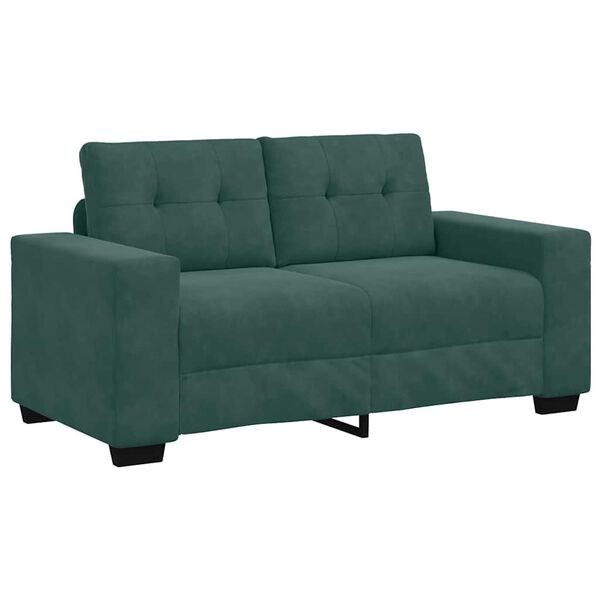 vidaXL | Zweisitzer-Sofa | mit Kissen Dunkelgr&uuml;n Samt