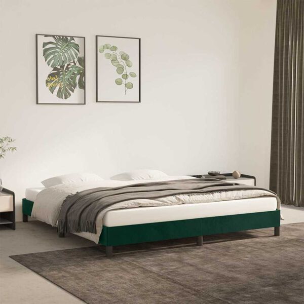 vidaXL Bettgestell ohne Matratze Dunkelgr&uuml;n 180x200 cm Samt