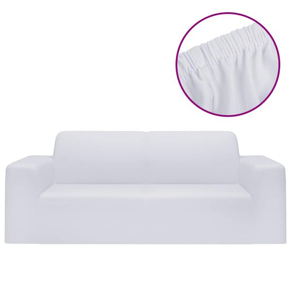 vidaXL Stretch Sofahusse 2-Sitzer Wei&szlig; Polyester-Jersey