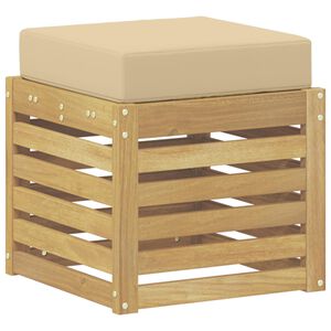 vidaXL Outdoor Hocker Bank Massivholz Akazie Wei&szlig; gewaschen und Beige