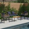 vidaXL Gartenm&ouml;bel Set mit Kissen 4 pcs Grau und Marineblau PE-Rattan