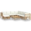 vidaXL 9-tlg. Garten-Lounge-Set mit Cremeweißen Kissen Bambus
